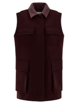 Max Mara Bordeaux Virgin Wool Sleeveless Jacket