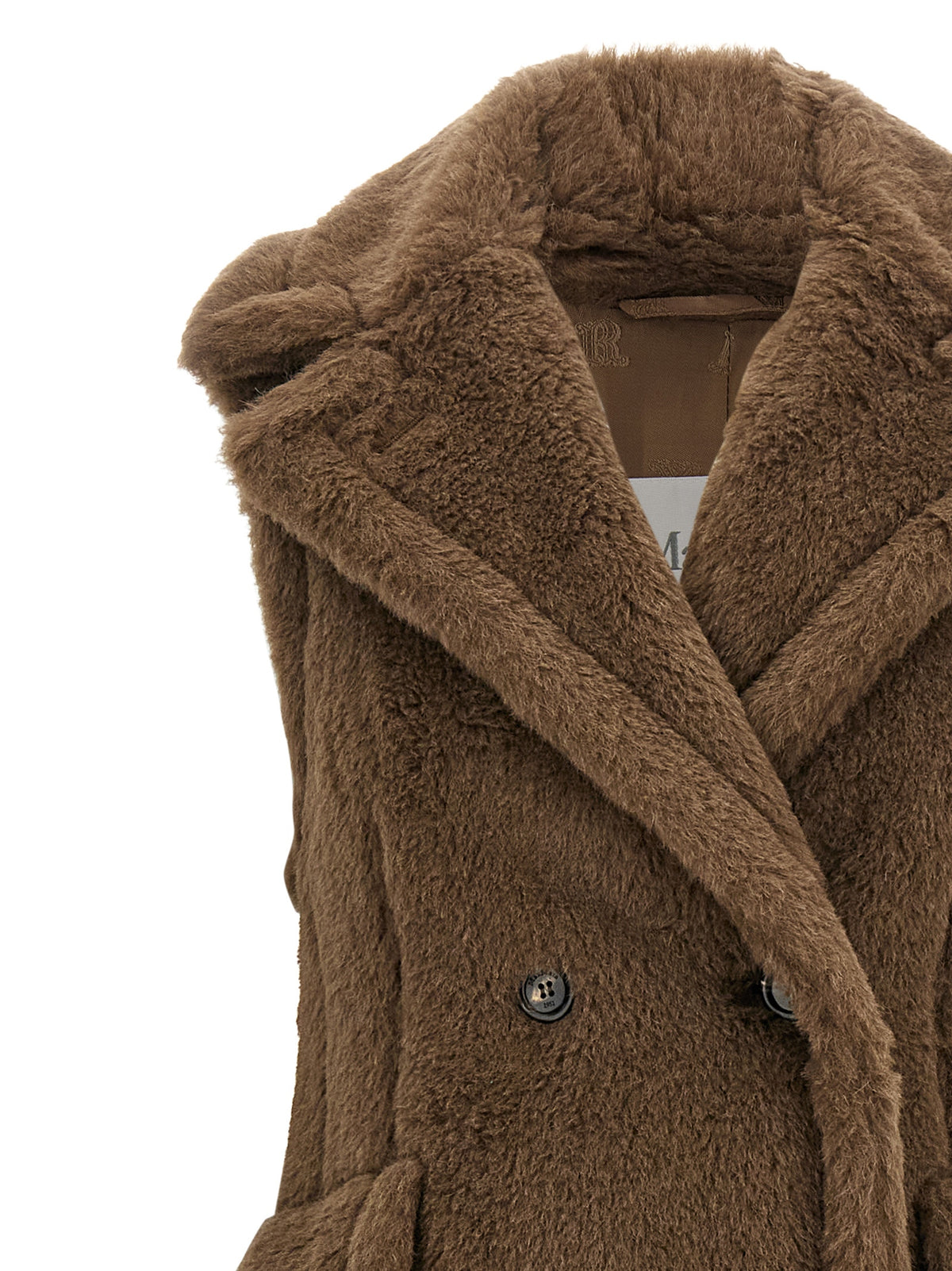 Max Mara Brown Alpaca Leather Coat