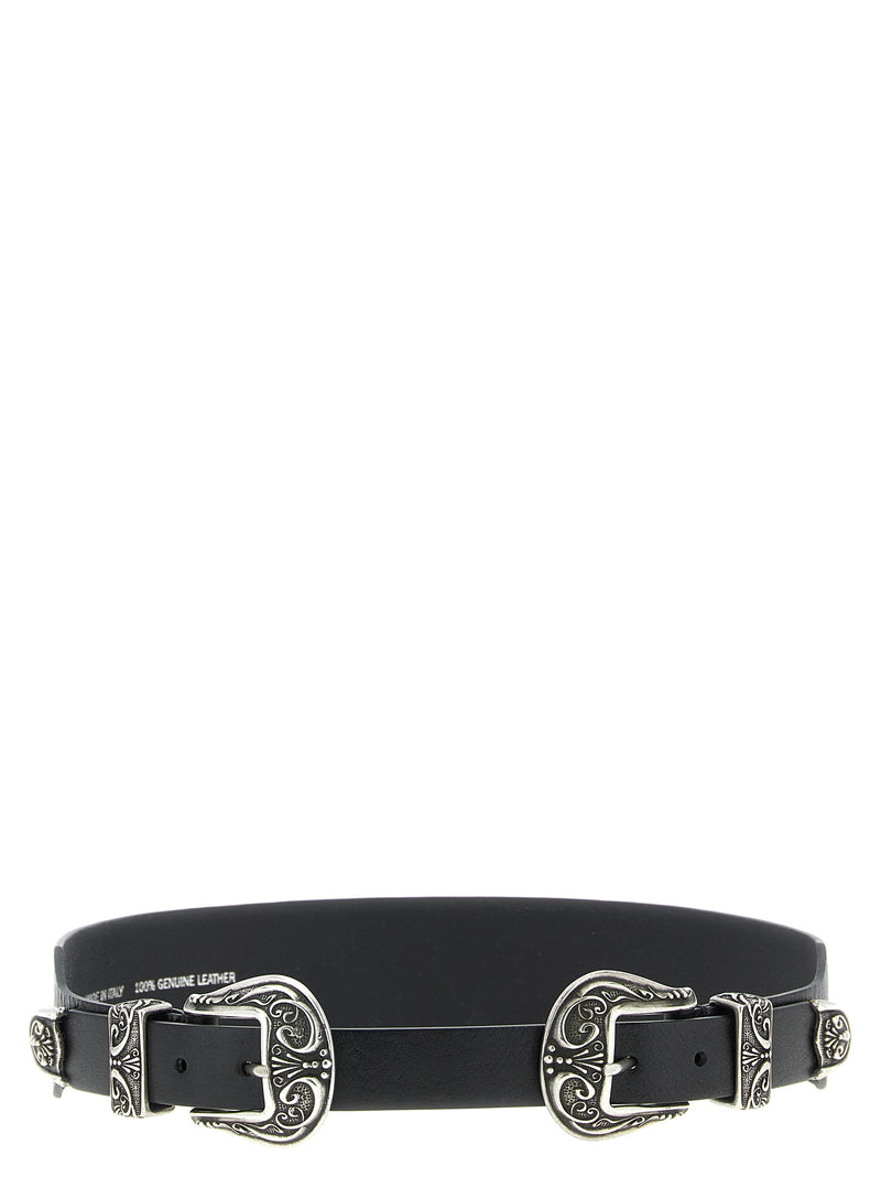 Golden Goose Black Cowhide Regular Belt - Double Buckle Style