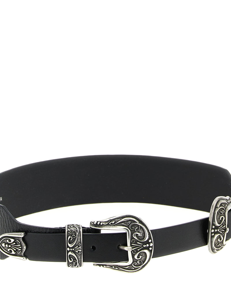 Golden Goose Black Cowhide Regular Belt - Double Buckle Style