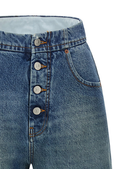 MM6 Maison Margiela Blue Cotton Straight-Leg Jeans