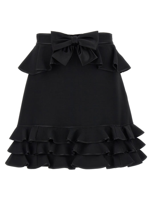 Valentino Garavani Black Virgin Wool Long Skirt