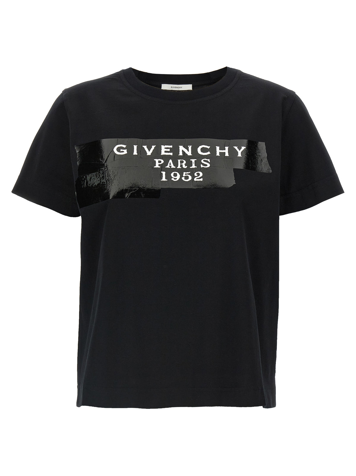 Givenchy Black Cotton T-Shirt with 3D Tape Design