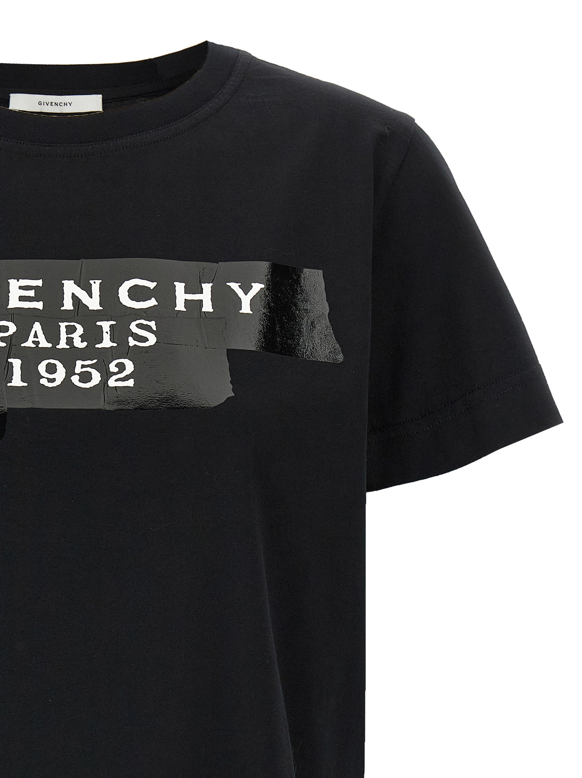 Givenchy Black Cotton T-Shirt with 3D Tape Design