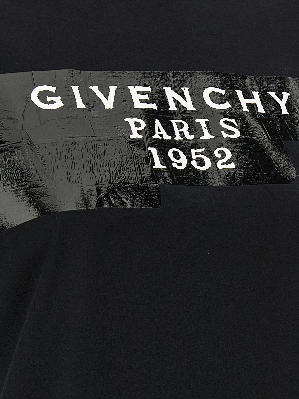 Givenchy Black Cotton T-Shirt with 3D Tape Design