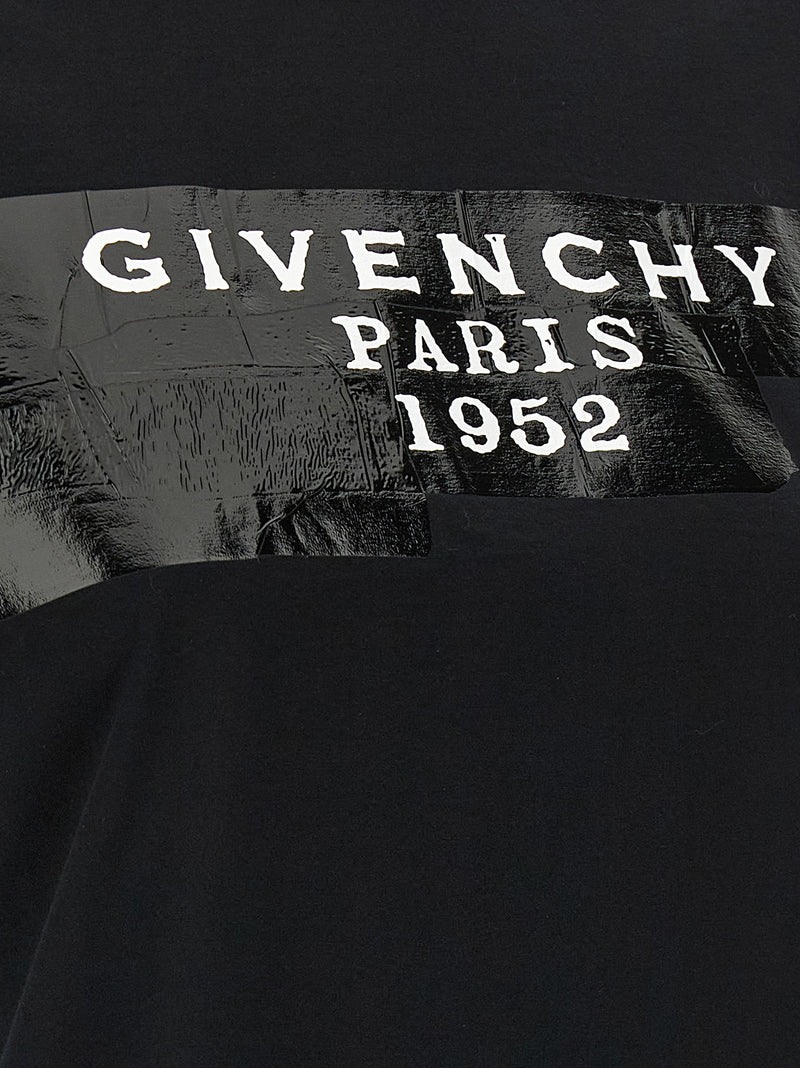 Givenchy Black Cotton T-Shirt with 3D Tape Design