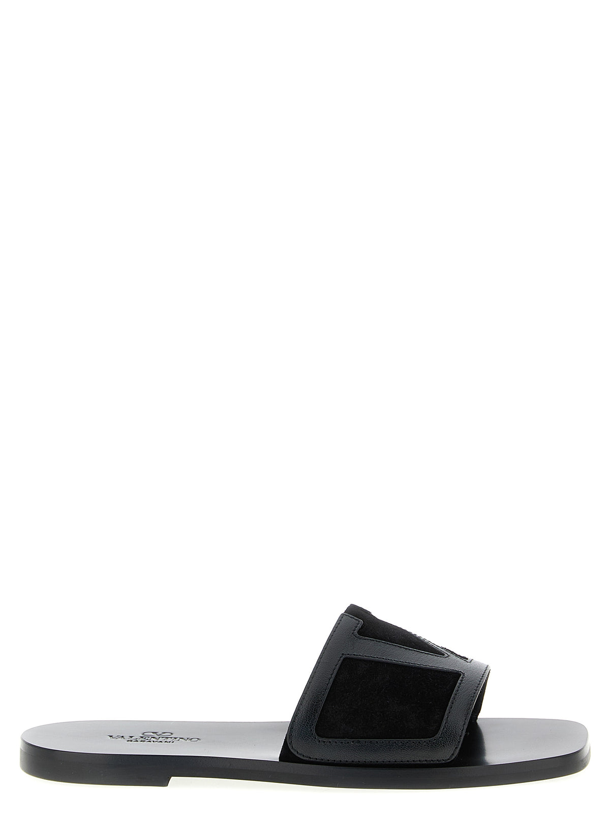 Valentino Garavani Black Calfskin Slides - Viva Superstar