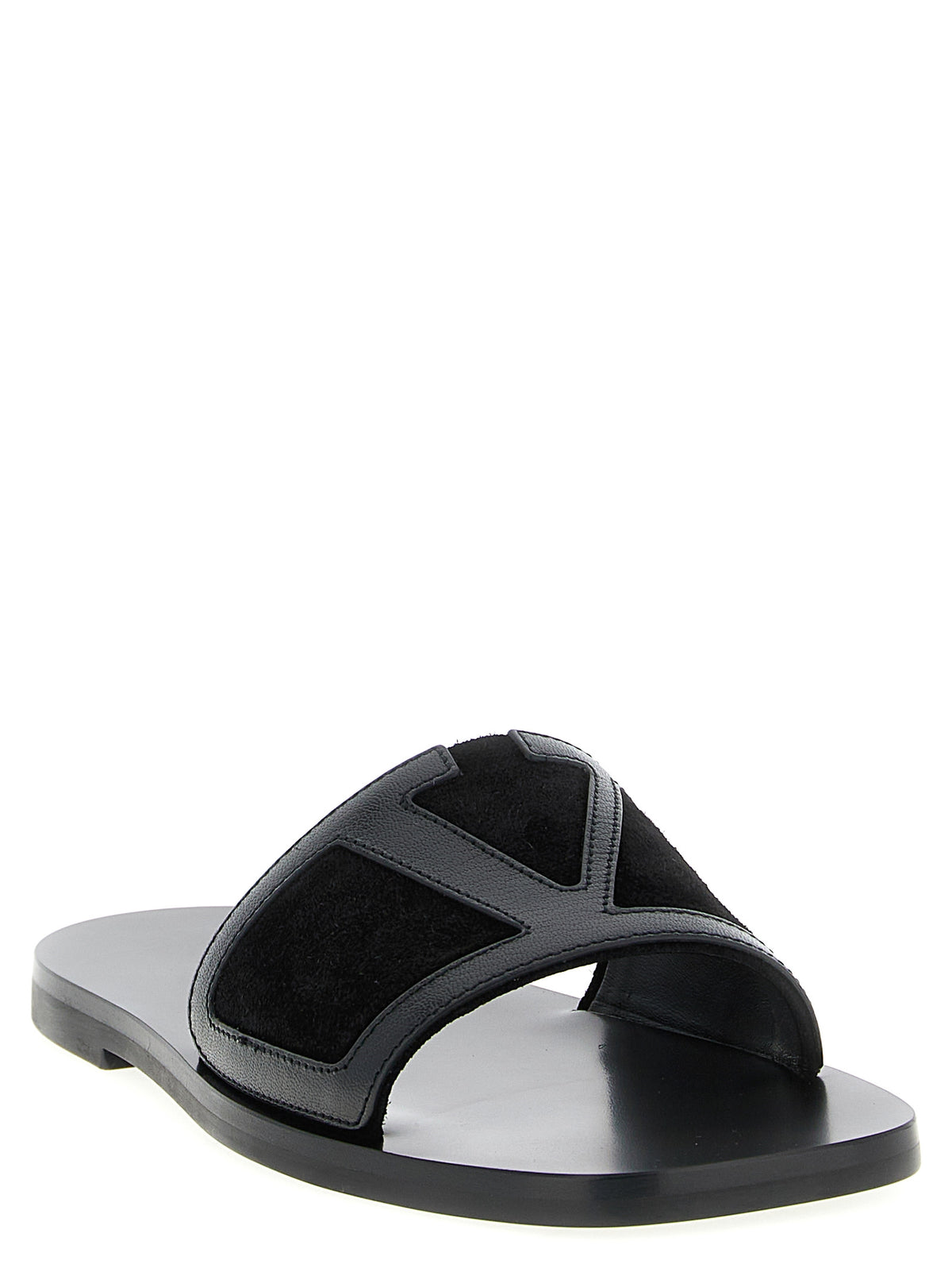 Valentino Garavani Black Calfskin Slides - Viva Superstar