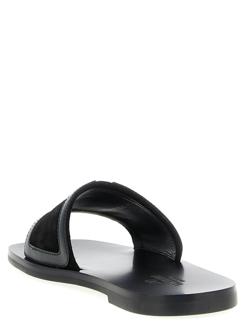 Valentino Garavani Black Calfskin Slides - Viva Superstar