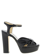 Jimmy Choo Heloise Black Leather Stiletto Heel Sandals