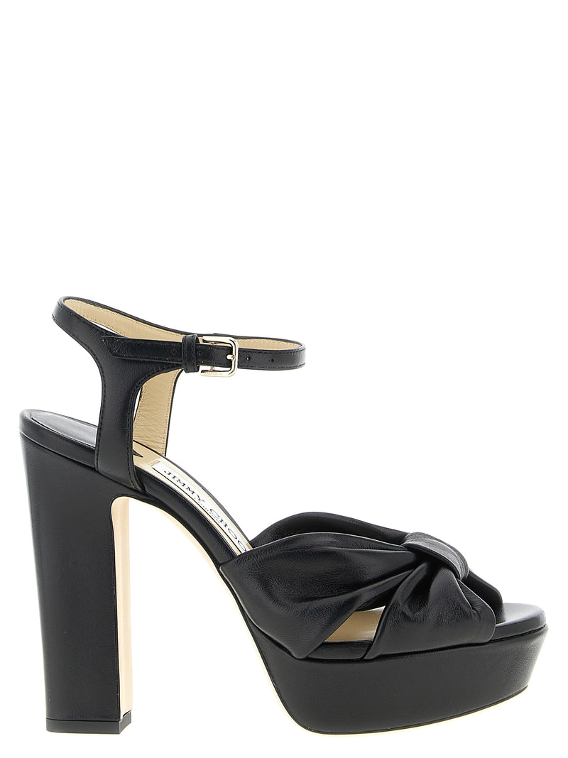 Jimmy Choo Heloise Black Leather Stiletto Heel Sandals