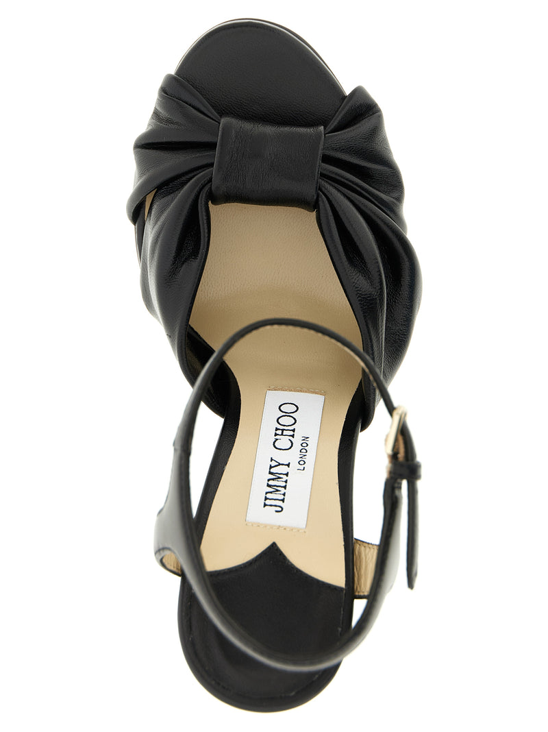 Jimmy Choo Heloise Black Leather Stiletto Heel Sandals