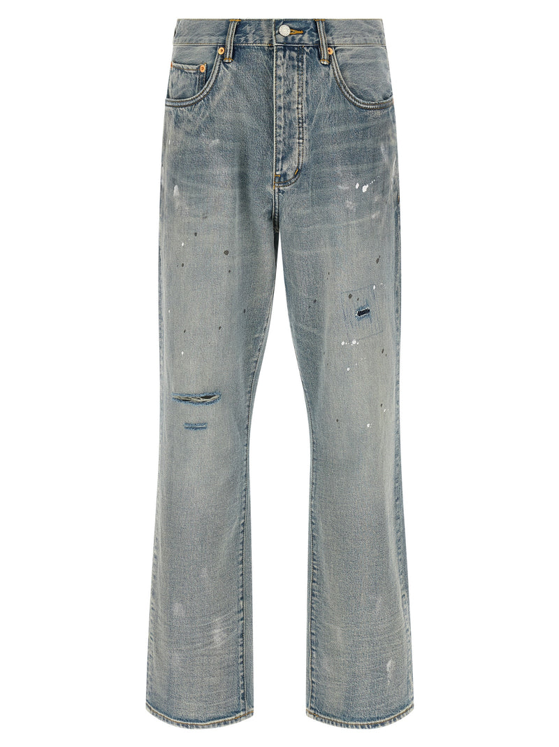 PURPLE Blue Cotton Straight-Leg Jeans for Men
