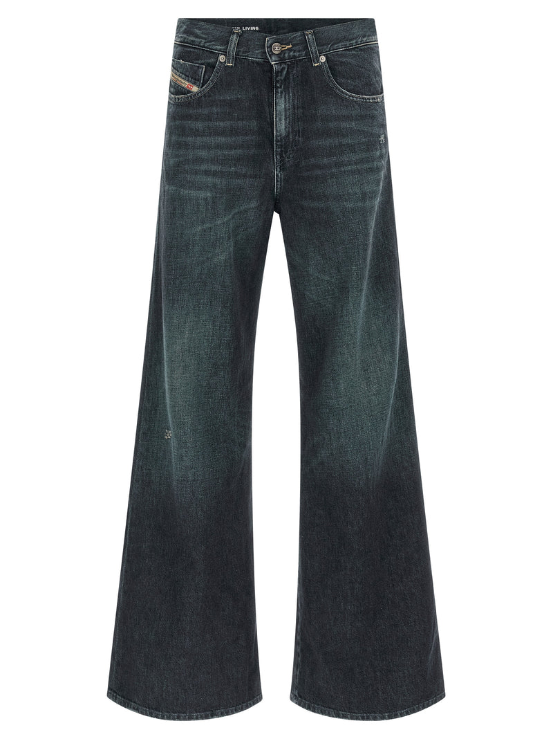 Diesel D-Akemi Blue Cotton Flared Jeans