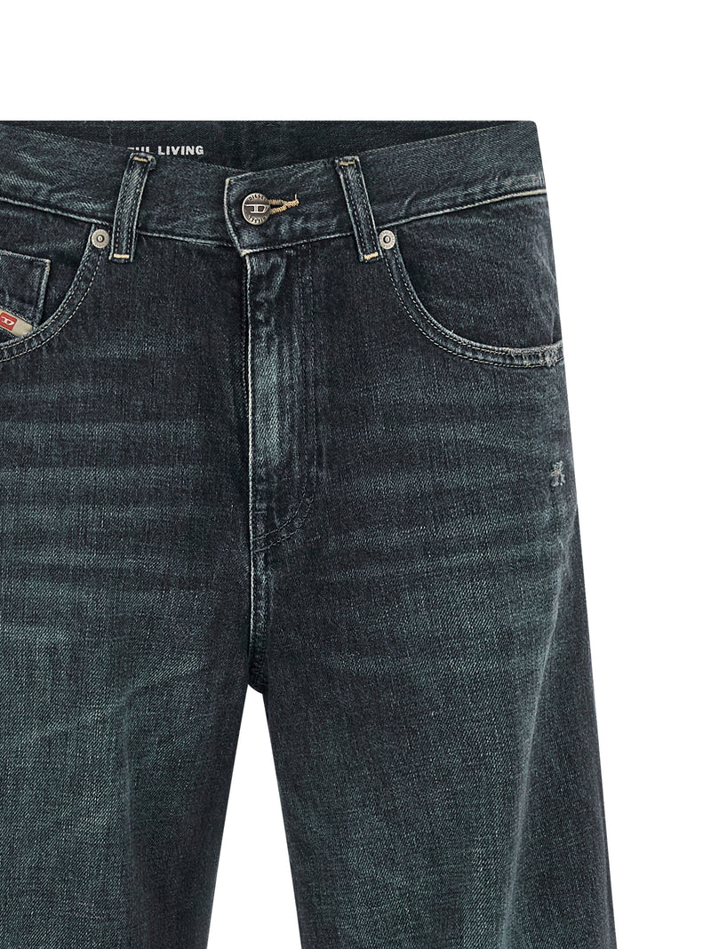 Diesel D-Akemi Blue Cotton Flared Jeans