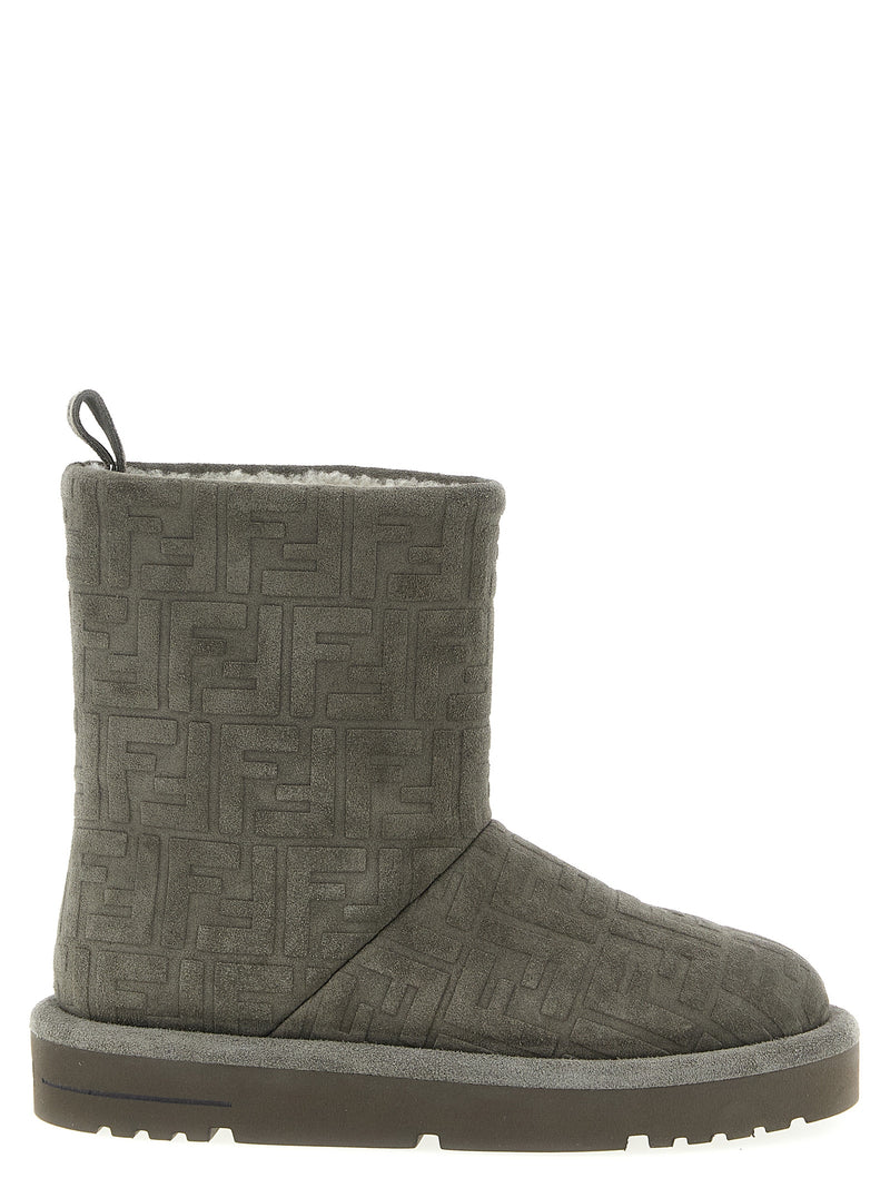 Fendi Gray Calfskin Ankle Boots - Apres Chic Collection