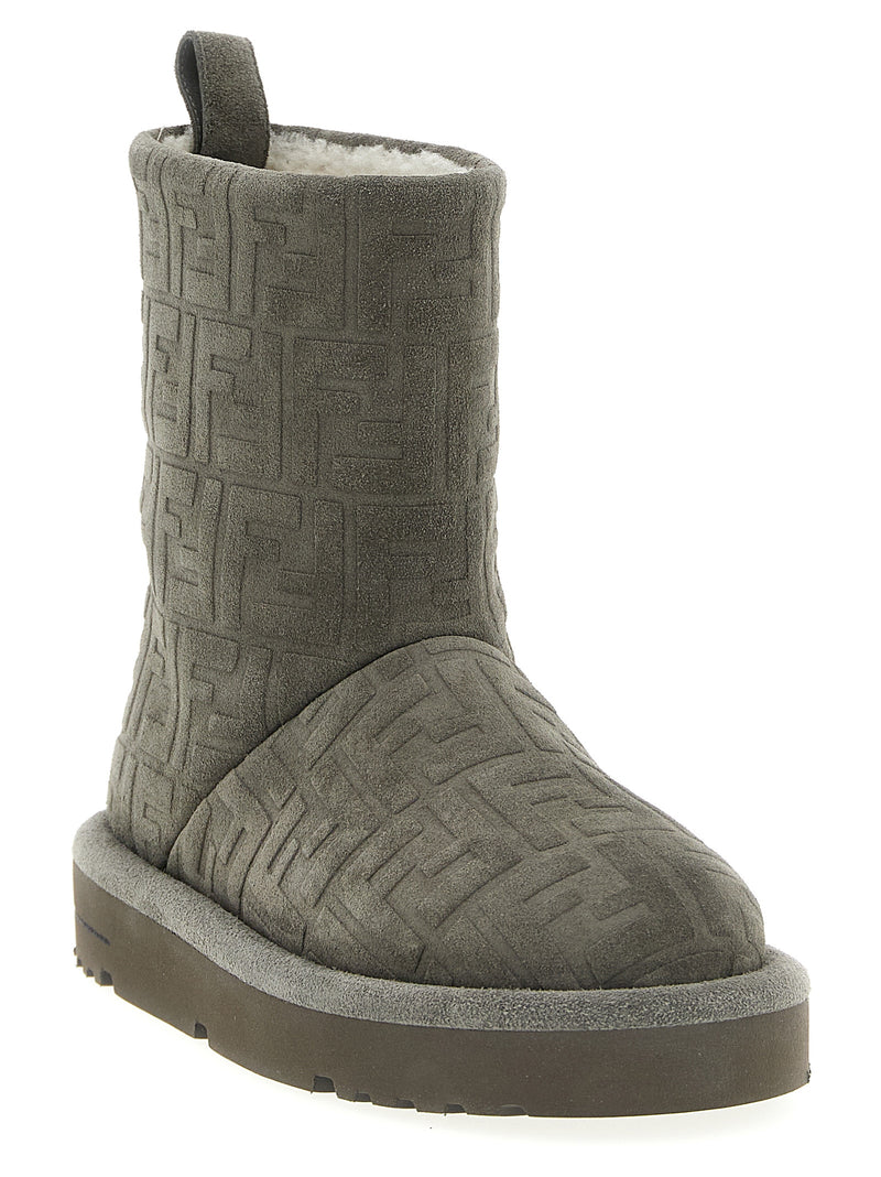 Fendi Gray Calfskin Ankle Boots - Apres Chic Collection