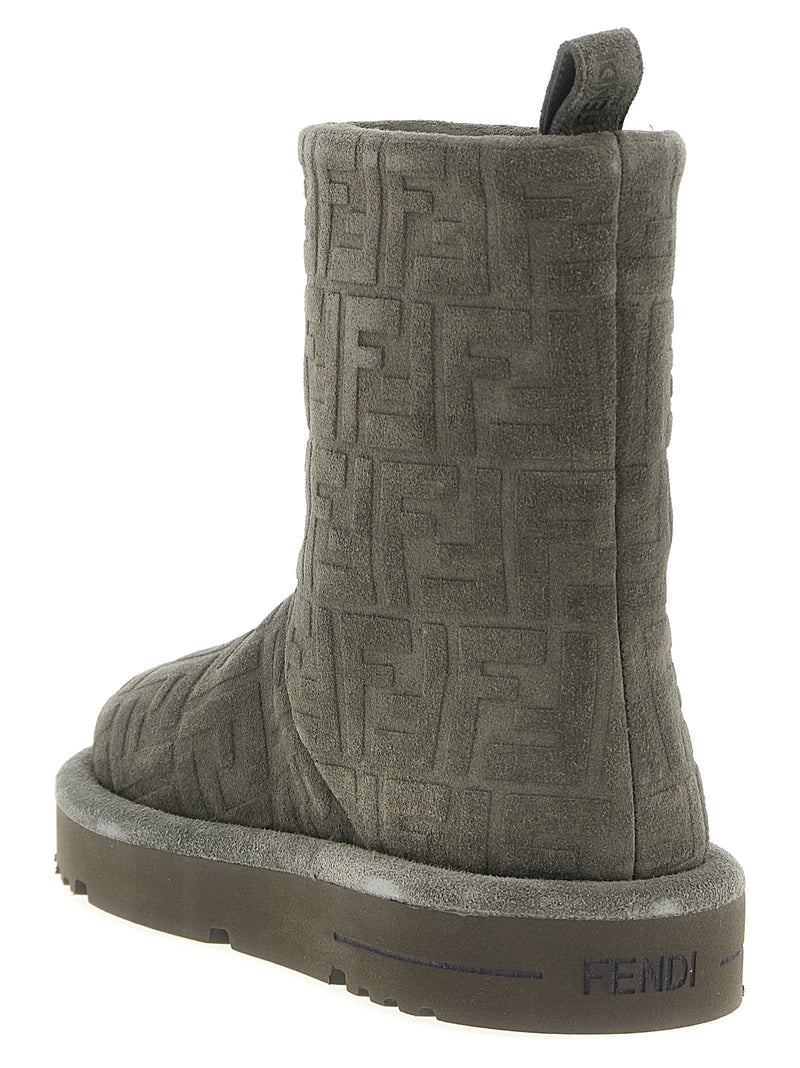 Fendi Gray Calfskin Ankle Boots - Apres Chic Collection