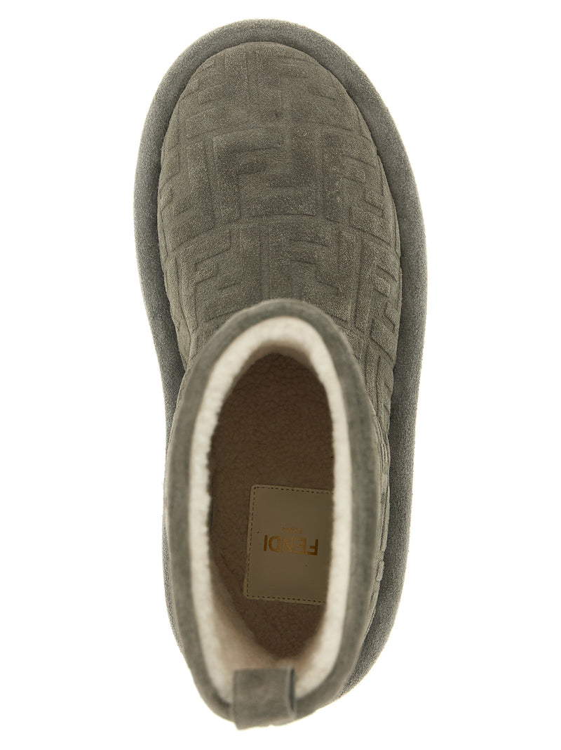 Fendi Gray Calfskin Ankle Boots - Apres Chic Collection