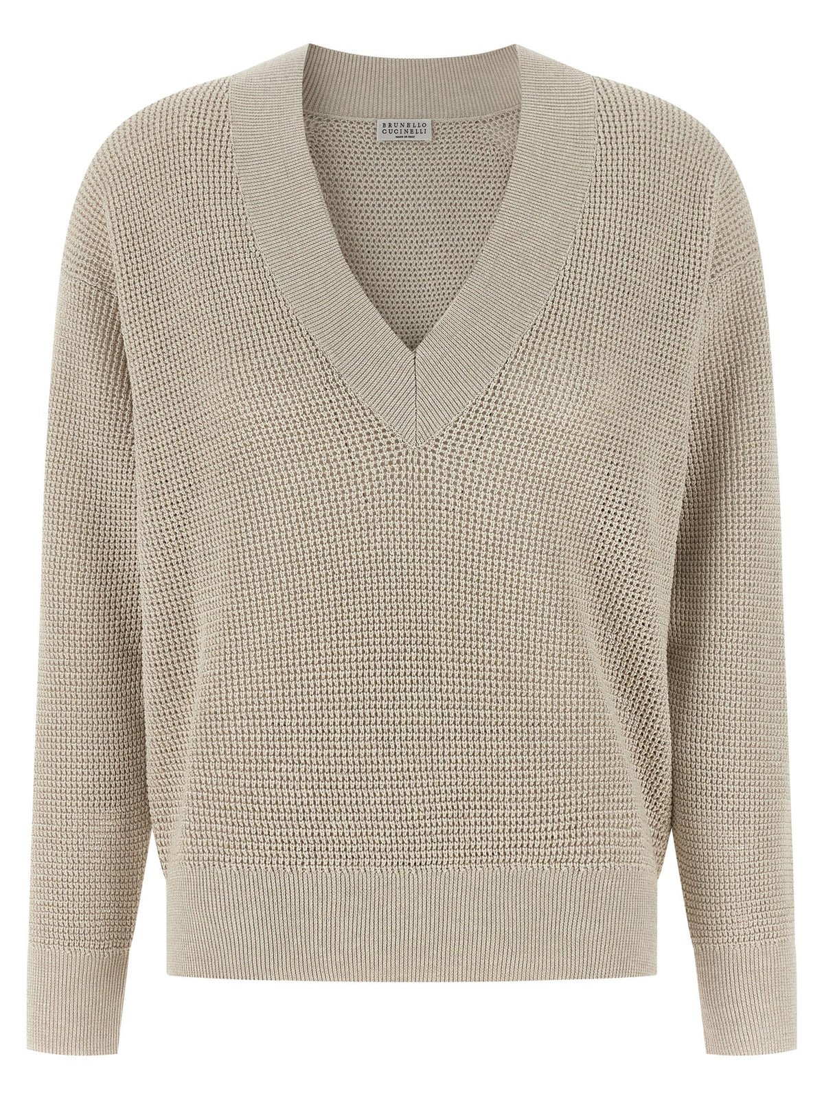 Cardigan en coton beige Brunello Cucinelli