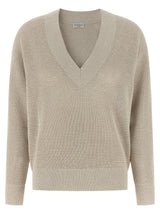Cardigan en coton beige Brunello Cucinelli