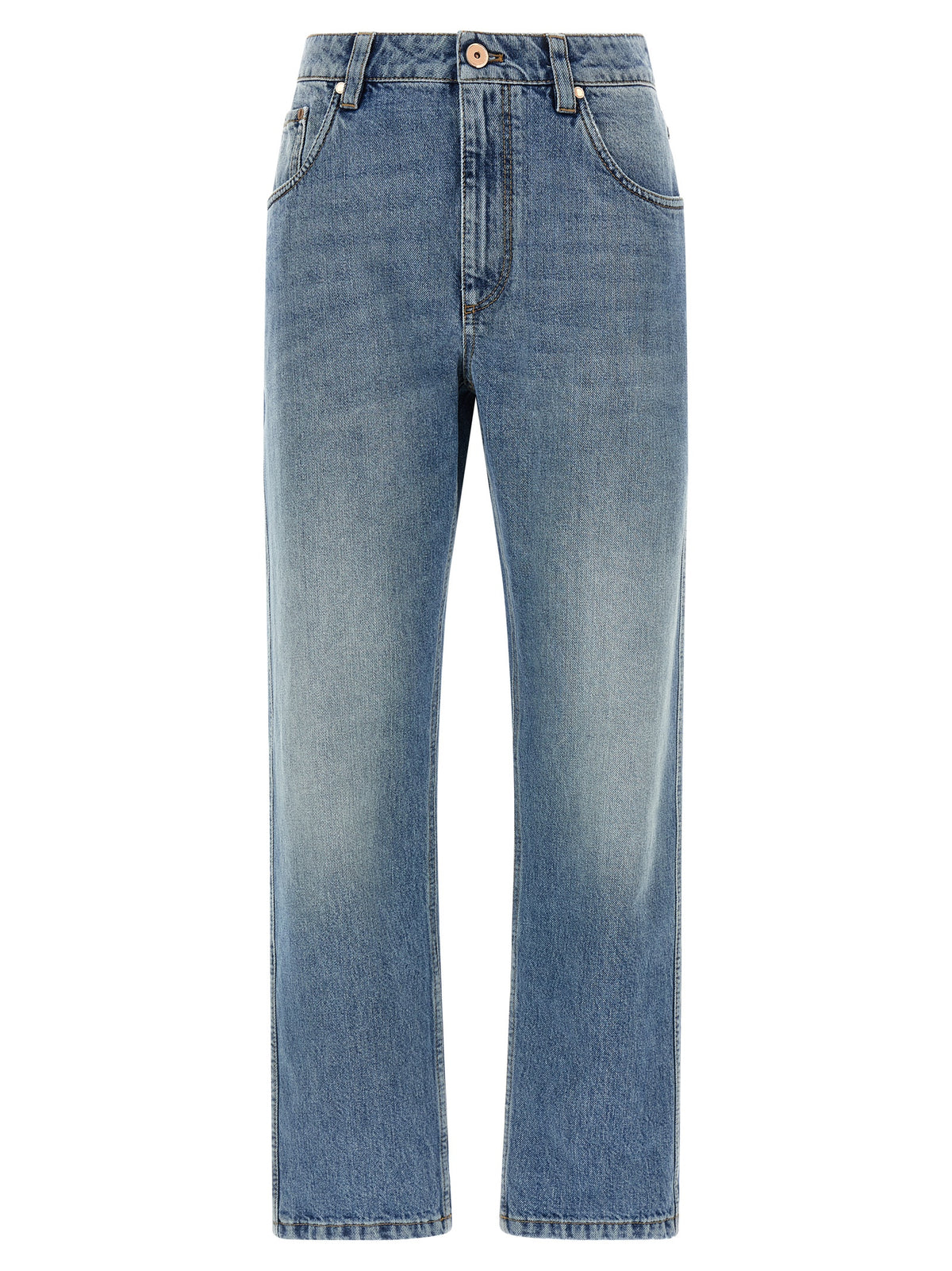Jean droit en coton bleu Brunello Cucinelli