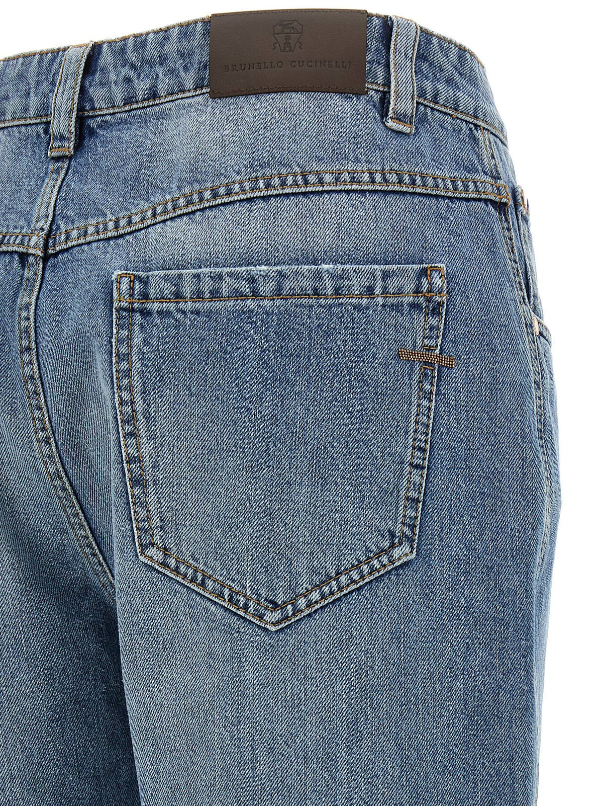 Jean droit en coton bleu Brunello Cucinelli