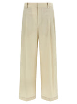 Pantalon habillé en coton blanc Brunello Cucinelli
