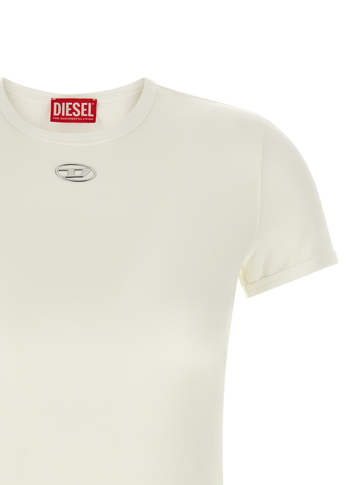 T-Shirt Diesel Uncutieslong-OD en Coton Blanc pour Femme