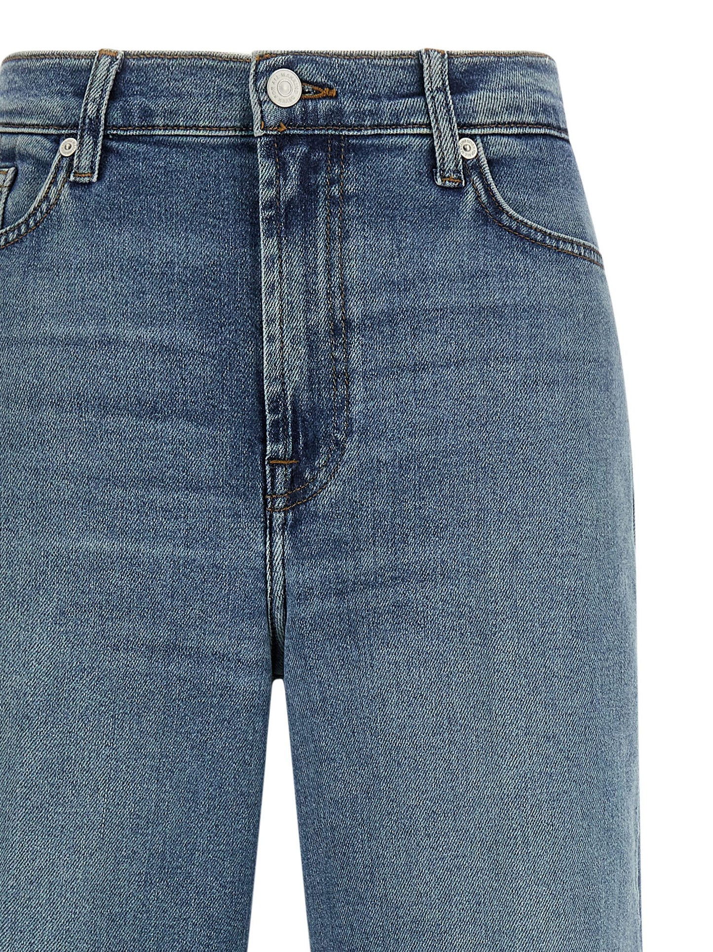 7 For All Mankind Blue Cotton Straight-Leg Jeans