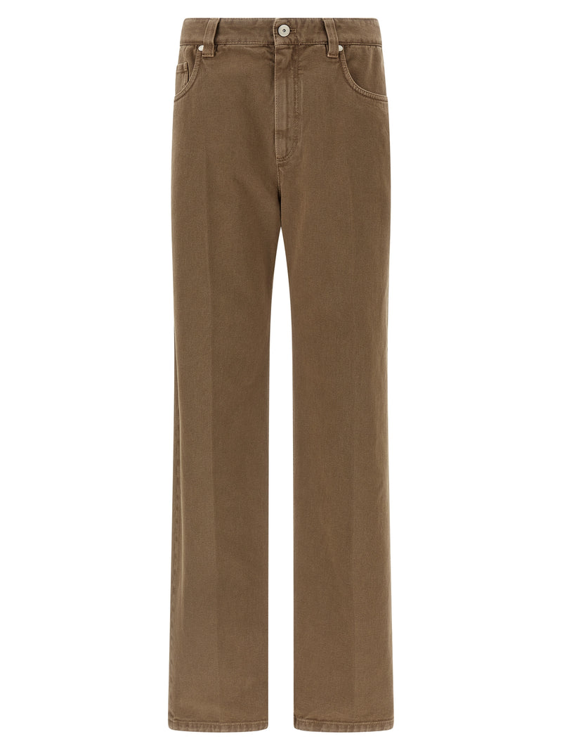 Brunello Cucinelli Beige Cotton Straight-Leg Jeans for Women
