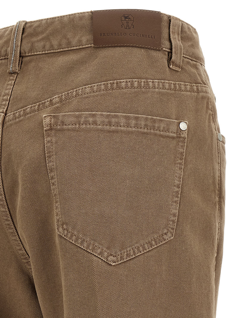 Brunello Cucinelli Beige Cotton Straight-Leg Jeans for Women