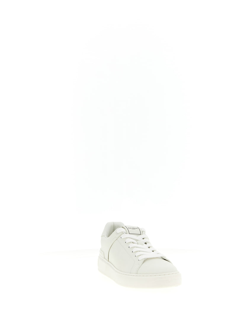 Balmain Baskets basses en cuir de veau blanc