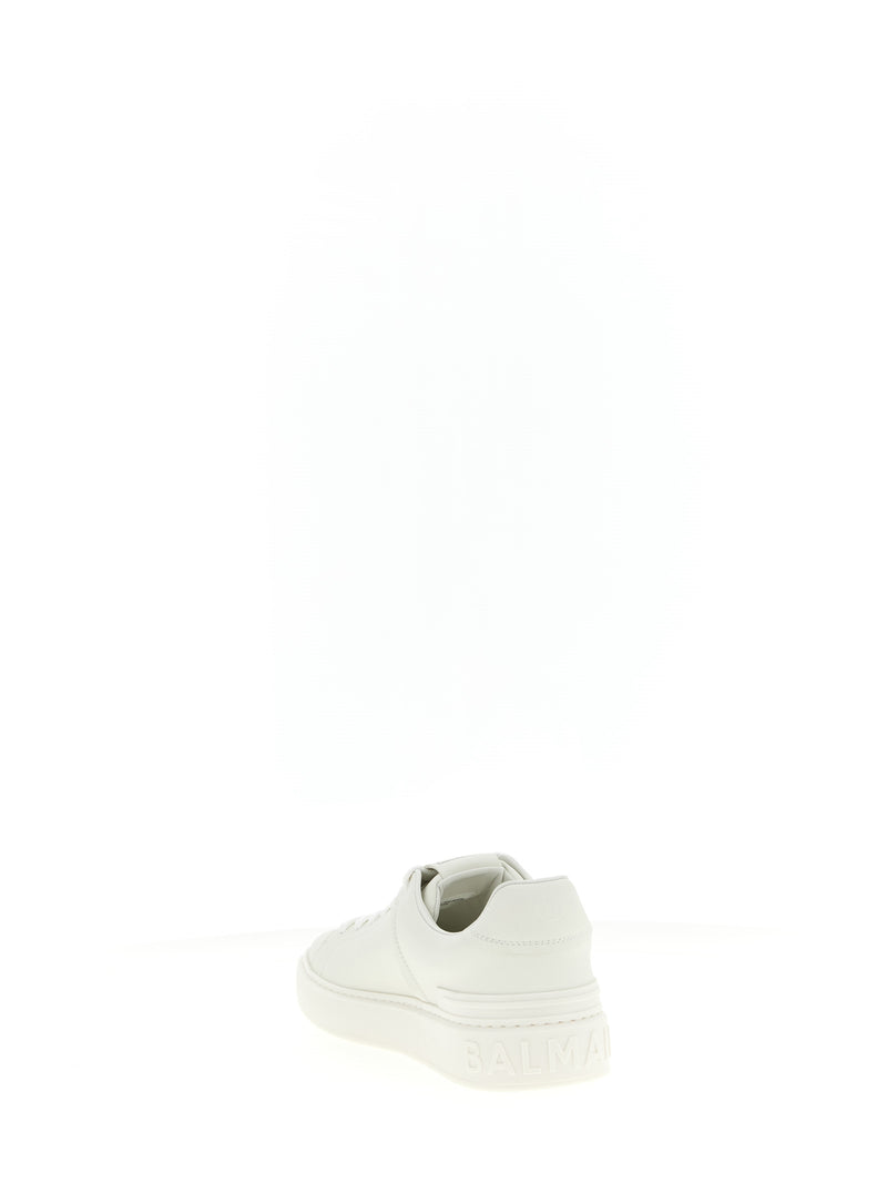 Balmain Baskets basses en cuir de veau blanc