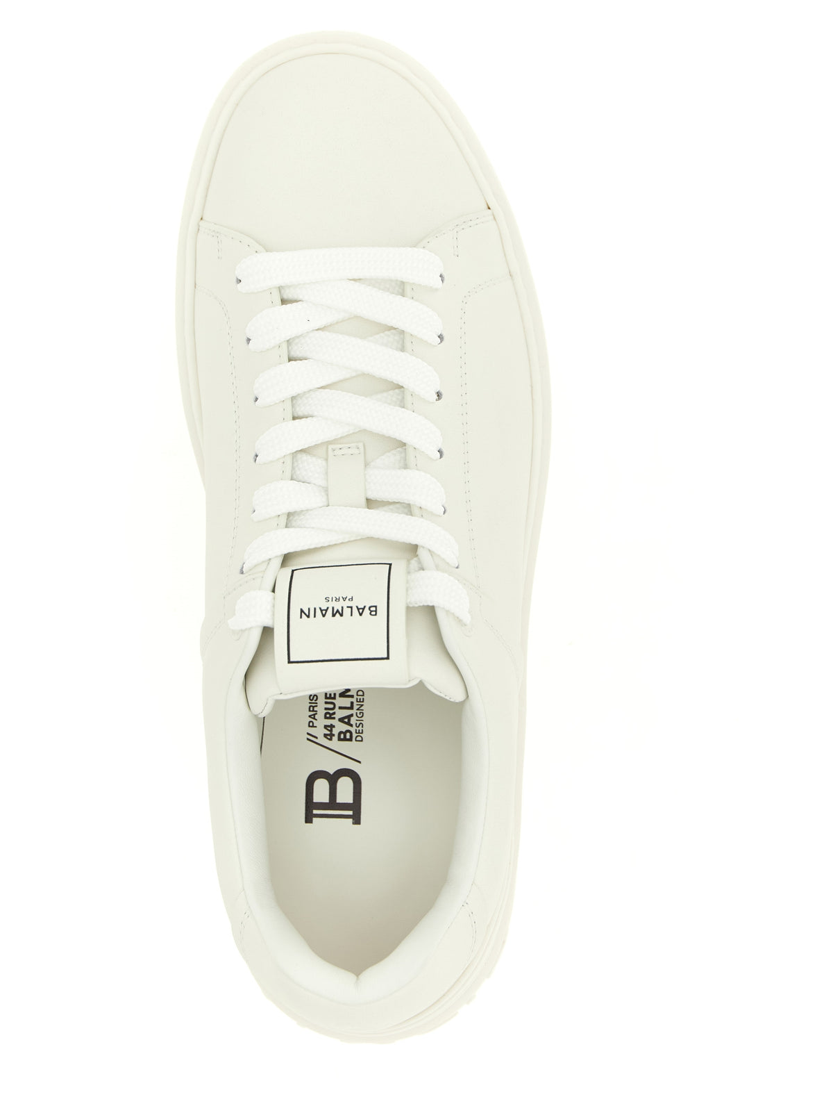 Balmain Baskets basses en cuir de veau blanc
