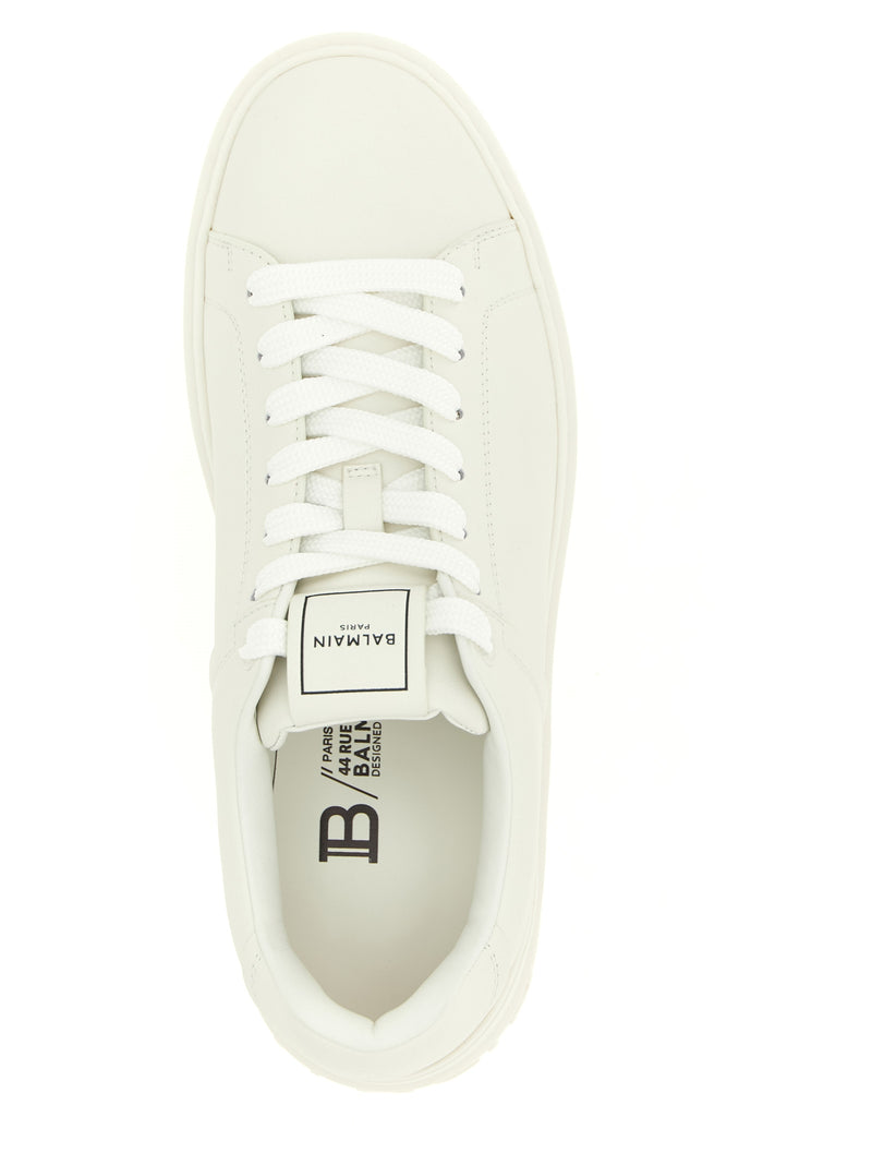 Balmain Baskets basses en cuir de veau blanc