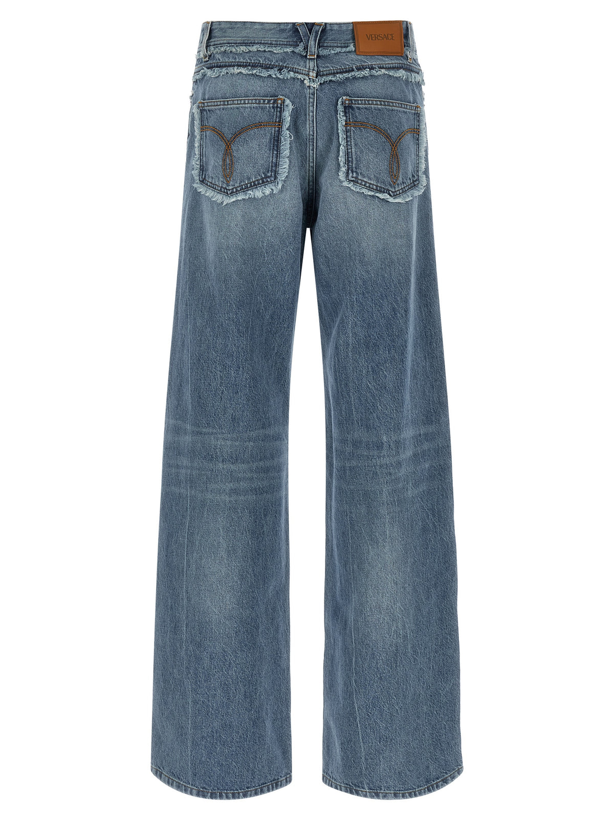 Jean boyfriend Versace en coton bleu
