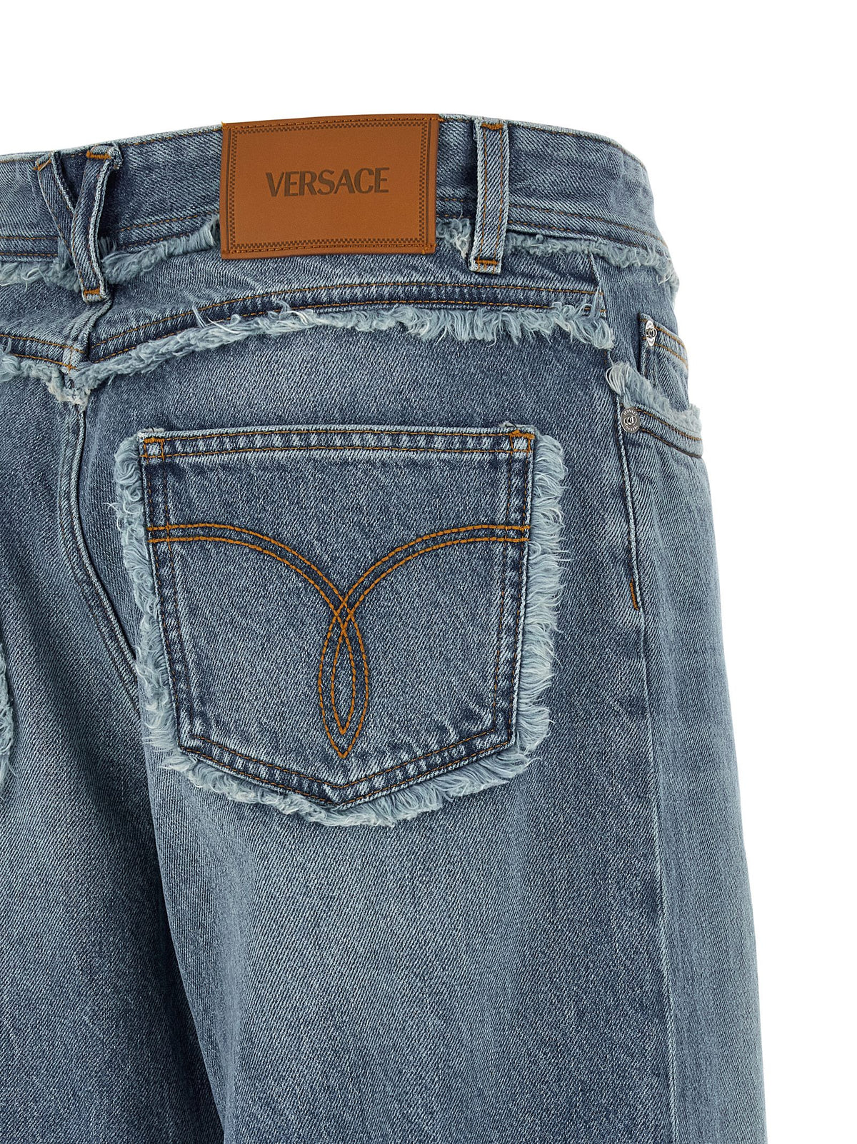 Jean boyfriend Versace en coton bleu