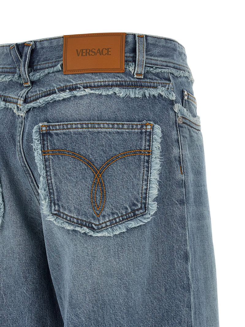 Jean boyfriend Versace en coton bleu