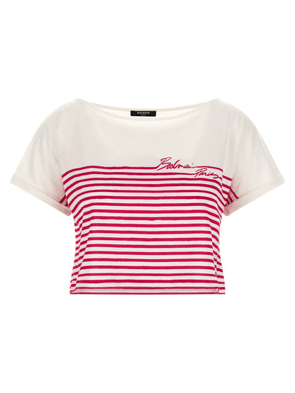 Balmain Fuchsia Cotton T-Shirt