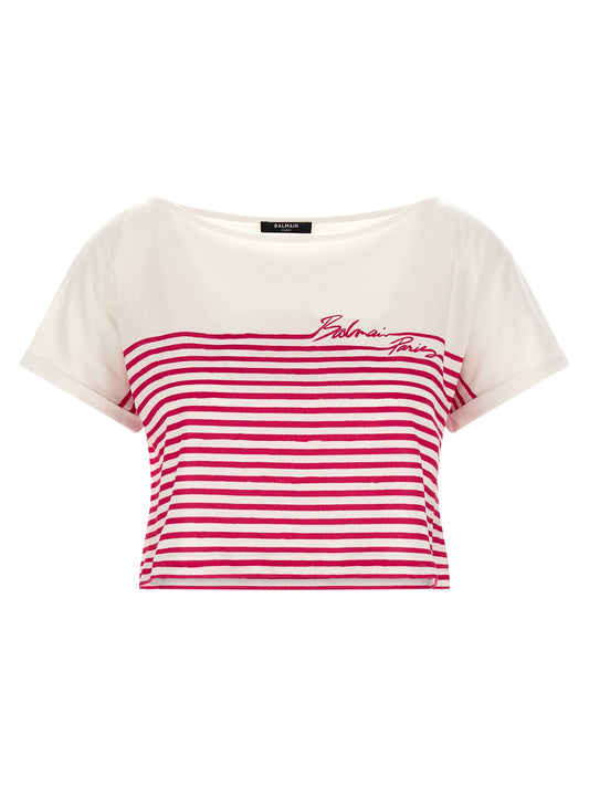 Balmain Fuchsia Cotton T-Shirt