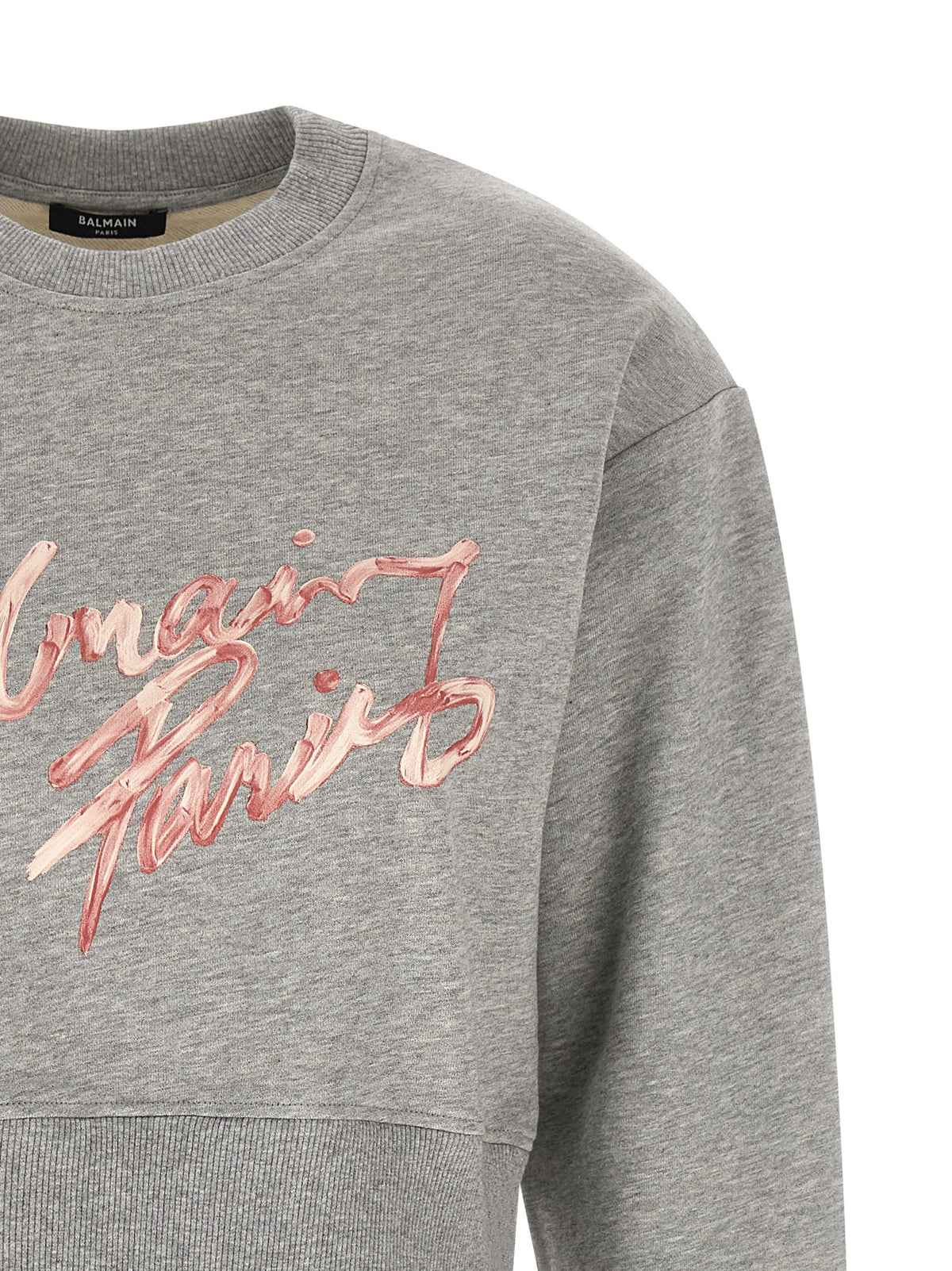 Balmain Gray Cotton Sweatshirt