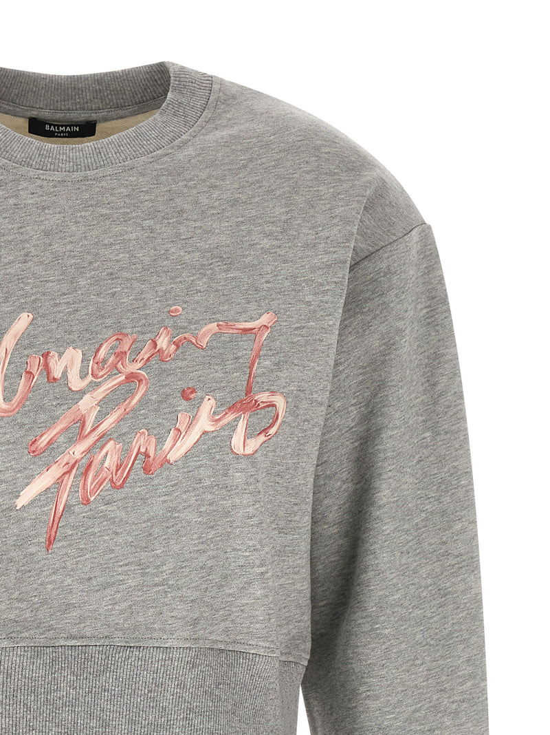 Balmain Gray Cotton Sweatshirt - Casual Luxury