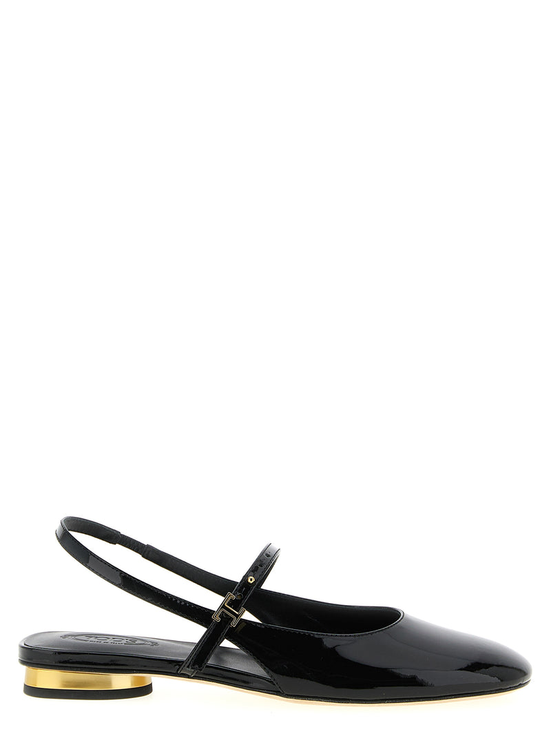 Tod's Black Calfskin Ballet Flats - Elegant Mary Jane Style