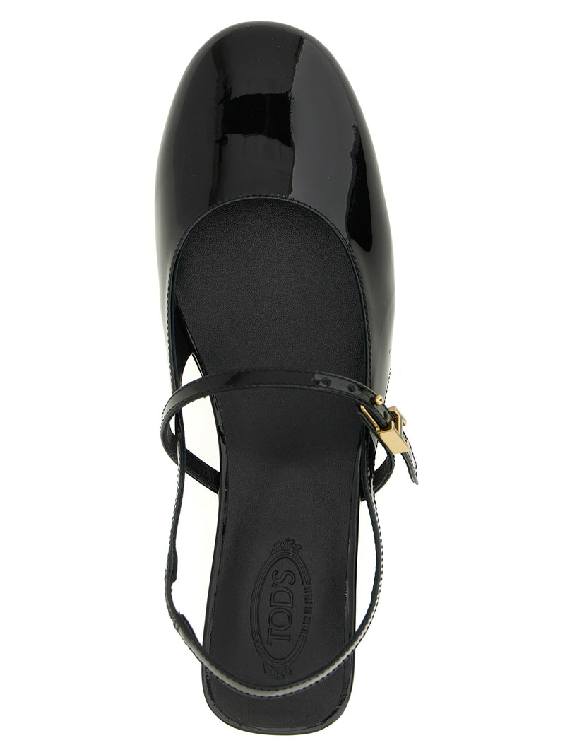 Tod's Black Calfskin Ballet Flats - Elegant Mary Jane Style