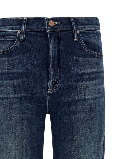 Mother Denim Blue Cotton Straight-Leg Jeans