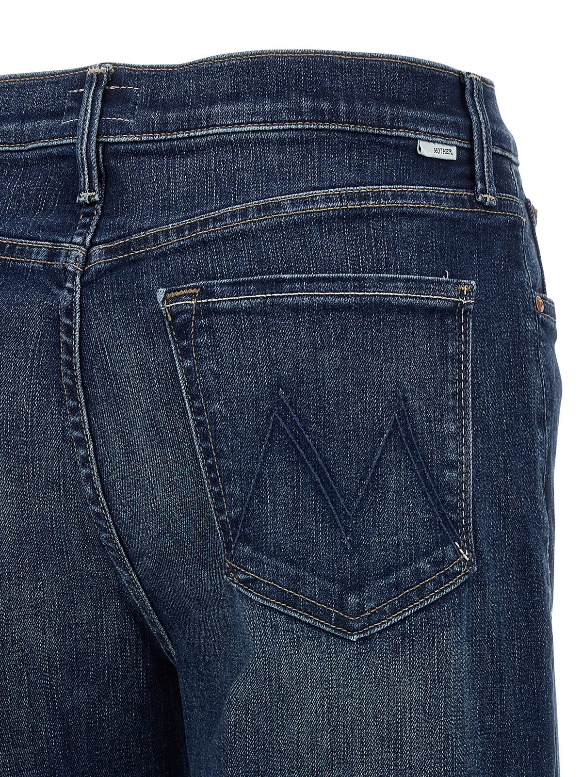 Jean droit en coton bleu Mother Denim
