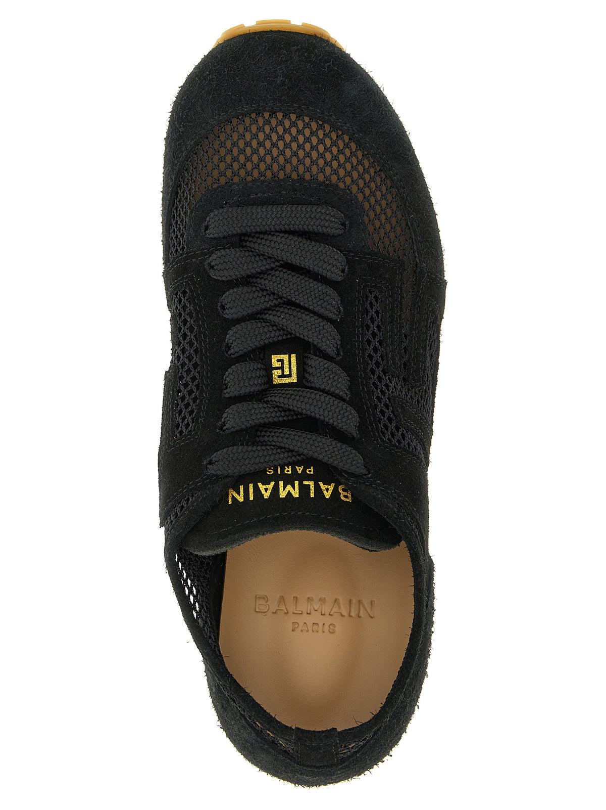 Baskets athlétiques Balmain en cuir de veau noir