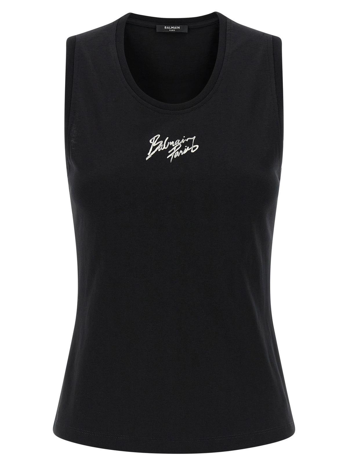 Balmain Black Cotton Sleeveless T-Shirt