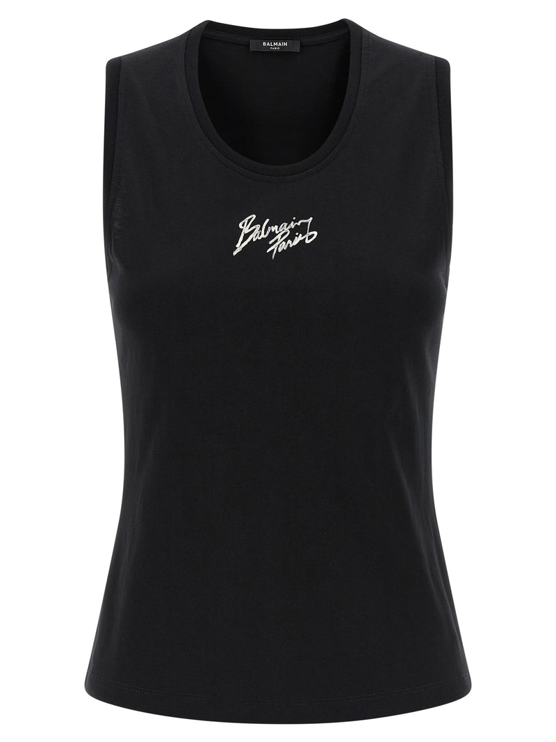 Balmain Black Cotton Sleeveless T-Shirt